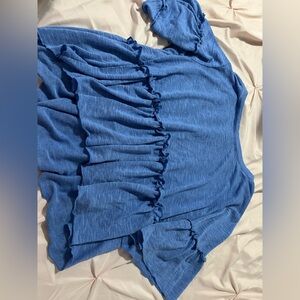 Blue Ruffled Women's Top